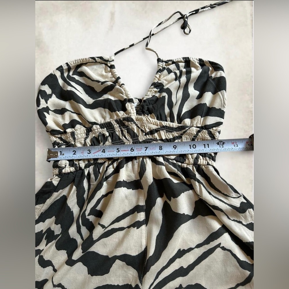 H&M Dark Green & Cream Zebra-Print Halter Romper - Picture 5 of 8